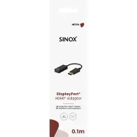 Sinox SOC01250, DisplayPort, HDMI, 0,1 m, Sort