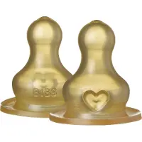 BIBS Flaskespene - 2-pack - Slow Flow - Naturgummi - - OneSize - Flasketut