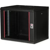 Roline 26.21.0173, Veggmonterbar hylle, 9U, Nøkkellås, Rack skinner, 12,2 kg, Sort