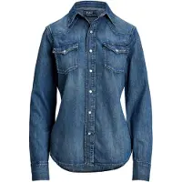 Ralph Lauren for woman. 211969402001 Blue denim Western shirt (S), Casual, Cotton, Long sleeve