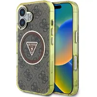 GUESS IML metallglitter 4G Circle Triangle MagSafe-etui for iPhone 16 - Brun