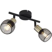 Globo Taklampe Fiastra, svart/antikk messing 2 lysk