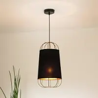 Duolla Hengelampe Lantern small, tekstil, metall, svart