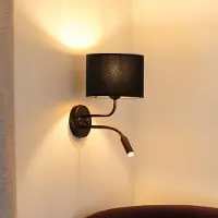 Duolla Vegglampe Roller, fløyel mørkeblå, svart, med leselampe