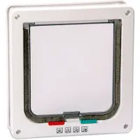 Karlie katteluke med 4-veis lås, hvit - hvit: L 19,2 x B 20 cm