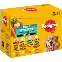 Pedigree Adult Porsjonsposer til hund Vitality+ i saus - Sparepakke: 24 x 85 g (4 varianter)