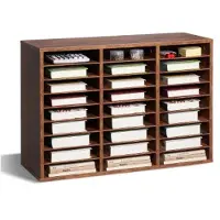 Vevor litteraturorganisator, 27 roms kontorpostkasse med avtakbare hyller, trepostkassesorterer sponplate kontor hjemme klasserom oppbevaring, filsorterer for filer, dokumenter, papir, mørkebrun