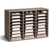 Vevor litteraturorganisator, kontorpostkasse med 27 rom og avtakbare hyller, postkassesorterer i tre, sponplate, kontor, klasserom, oppbevaring, filsorterer for filer, dokumenter og papir, svartgrå