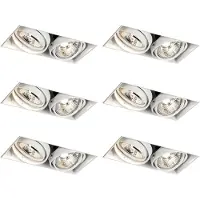 QAZQA Sett med 6 innfelte spotter hvit GU10 70mm 2-lys Trimless - Oneon