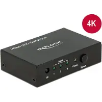 DeLOCK HDMI UHD-bryter 3 x HDMI inn til 1 x HDMI ut 4K