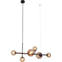 QAZQA Hotel Chic Pendellampe Mørk bronse med bronsefarget glass 6-lys - Monaco