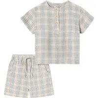 Fliink Cha Cha Shorts Sett Beige/Blå (92 / 2 år)