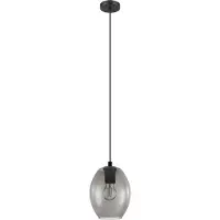 Eglo CADAQUES pendellampe i sort med sort transparent glasskjerm