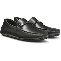 BOSS for man. 50548100 Noel Mocc black leather loafers (45), Flat, None, Casual, Classic