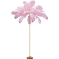 Kare Feather Palm gulvlampe med fjær, rosa