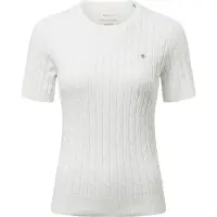 Gant for woman. 4800105 White stretch cotton cable-knit jumper (S), Casual, Classic, Short sleeve