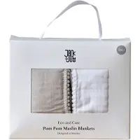 Jack o Juno Babysjal - 120x120 cm - 2-pack - Pom Pom - Pearl/Dus - - OneSize - Babysjal