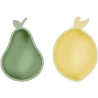 OYOY Snackboller - 2-pack - Silikon - Lemon &amp; Pear - Yellow/Gree - - OneSize - Skål
