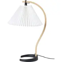 Gubi bordlampe Timberline, tre/hvit, lin, H 50 cm