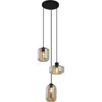 QAZQA Moderne pendellampe svart med gult glass 3 lys - Sheena