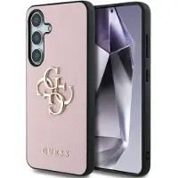 GUESS Etui til Samsung Galaxy S25 med 4G-logo og kornet finish - Rosa