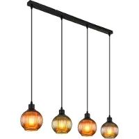 Globo Hengelampe Zumba, grønn/bronse/petrol, 90 cm, 4-lys, glass