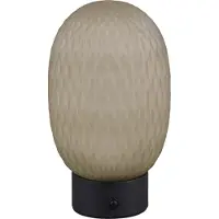 TRIO LED-bordlampe Facette, grønn, USB, glass,