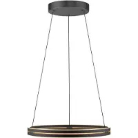 Paul Neuhaus LED-hengelampe E-Loop, eik/svart perle, Ø 70 cm aluminium, CCT