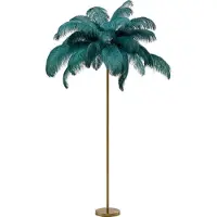 Kare Feather Palm gulvlampe med fjærer, grønn