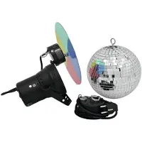 Eurolite Mirror ball set 20cm with pinspot, Flerfarget, 30 W, 230 V, 50 Hz, 1 kg, 160 x 150 x 170 mm
