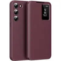 Mtp Products Samsung Galaxy S23 Smart Clear View Flip-etui med kortspor - vinrød