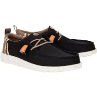 HEY DUDE for man. HD43086 Trainers Wally Craft Linen black (41), Fabric, Flat, Laces, Casual