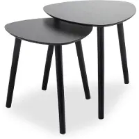 24.Se Sidebord, 2-pakning i furu og MDF – Svart / Hjelpebord / Sofa-bord