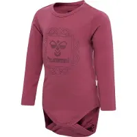 Hummel Body L/s - hmlHelga - Jordrød m. Logo - - 56 - Langermet Body