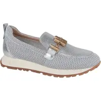 Hispanitas for woman. HV253919 Leather Moccasins Kansas silver (40), Flat, 1 to 3 cm, None, Casual