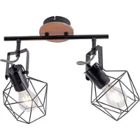 JUST LIGHT Taklampe Jaro regulerbar svart/tre 2-lys