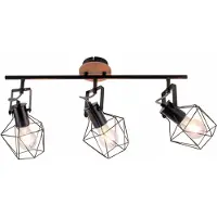 JUST LIGHT Taklampe Jaro justerbar svart/tre 3-lampelampe