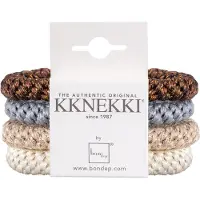 Kknekki Hårstrikker - 4-pack - Beige/Blå/Brun/Glitter - - OneSize - Hårpynt
