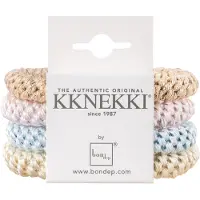 Kknekki Hårstrikker - 4-pack - Blå/Krem/Rosa/Gull - - OneSize - Hårpynt