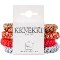 Kknekki Hårstrikker - 4-pack - Blå/Beige/Rosa/Gul - - OneSize - Hårpynt