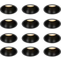 QAZQA Sett med 12 sorte nedfelte spotlights GU10 50 mm IP44 - Dept