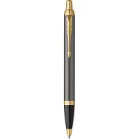 Parker IM Ballpoint Pen | Grey Lacquer with Gold Trims | Medium Point | Blue Ink Refill | Gift Box
