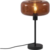 QAZQA Retro bordlampe sort med bronseglass - Bizle