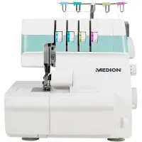 Medion MD 19169, Hvit, Overlocksymaskin, Overlock, Sy, 4 trinn, 4 mm, Knapper, Vending