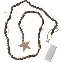 Star Trading LED-lyslenker Beady, brun, treperler, 150 cm, batteri