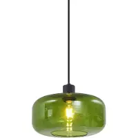 QAZQA Retro taklampe sort med grønt glass - Bizle