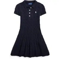 Ralph Lauren for girl. 312916526001 Navy cotton knit polo dress (3años= 94/100cm), Casual, Short sleeve, children's fashion