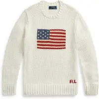 Ralph Lauren Genser - Strikk - Hvit m. Flagg - - 8 år (128) - Genser