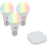 QAZQA Sett med 3 smarte E27 dimbare LED-pærer A60 9W 806 lm 2700K-6500K inkl. Zigbee Smart Hub