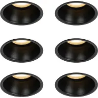QAZQA Sett med 6 nedfellbare spotter sort GU10 50mm IP44 - Dept
